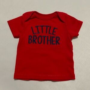 Child of Mine Red Little Brother T-Shirt Baby‎ Size 0-3 Months